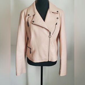 Vince Camuto Blush Pink Faux Leather Moto Jacket Size M/L